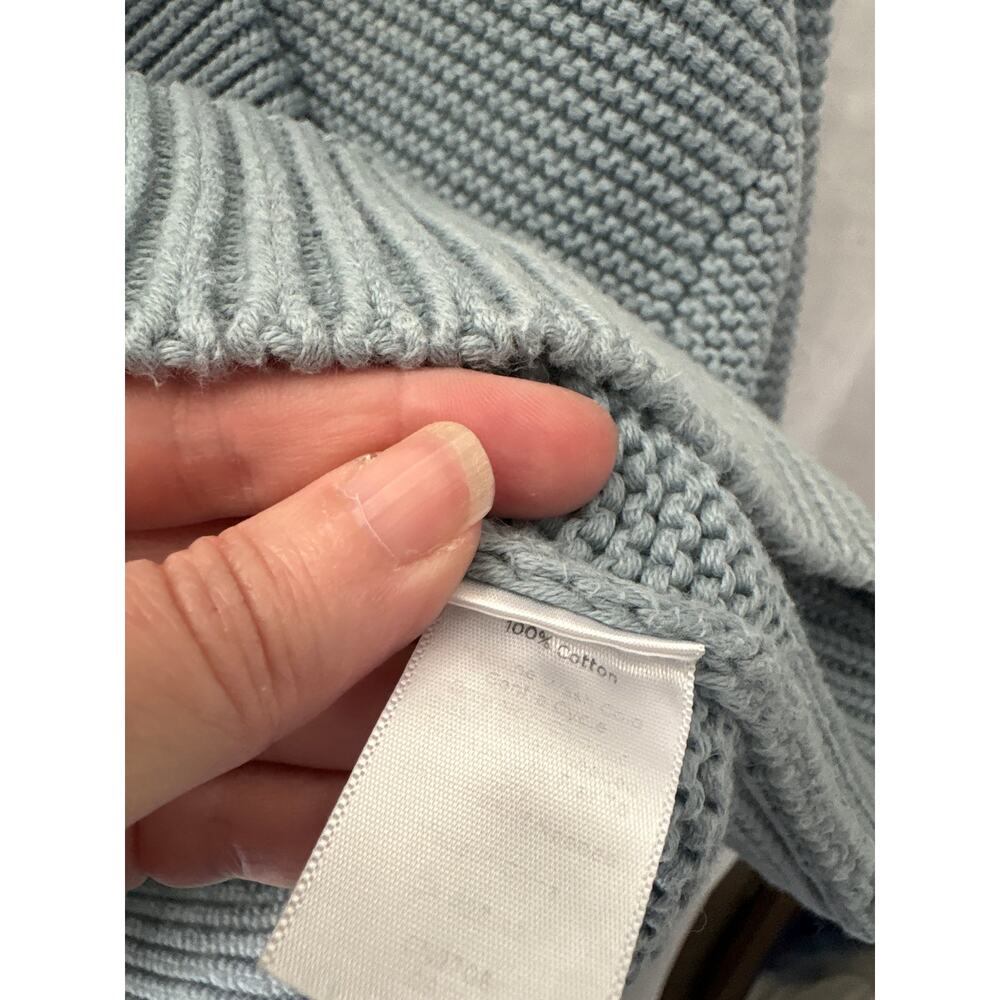 Talbots Woman Blue Colored Cotton Chunky Knit Shawl Collar Sweater Plus 3X - Picture 4 of 5